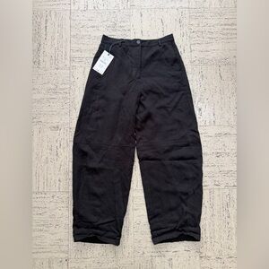 Zara Black barrel Leg Cropped Pants